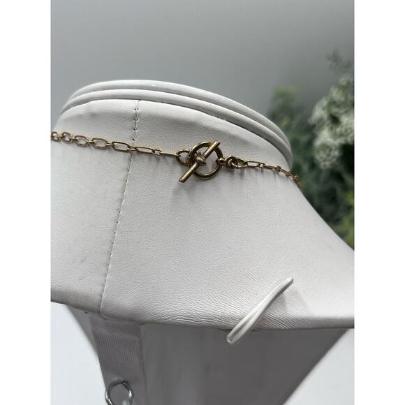 Catherine Popesco Cream Enamel Gray Swarovski Cryst Pendant Gold Plate Necklace - Picture 7 of 12